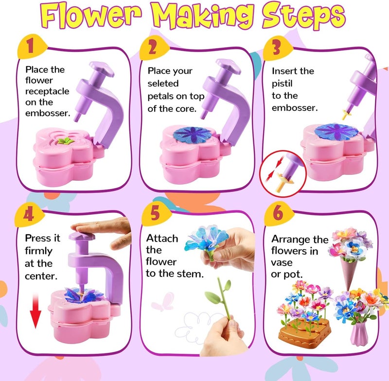 GPPNKC Flower Bouquet Craft Kit Flowers Market Toy Educational Toys Fun DIY Activity Set Christmas Birthday Gift for 4 5 6 7 8+ Year Old Girls and Boys - Image 4